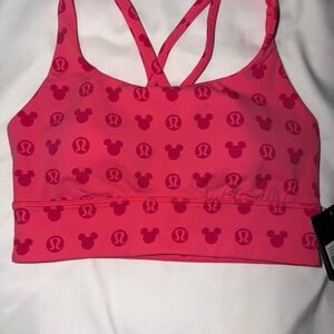 Lululemon NWT Sz 6 Disney Longline Energy Bra   Lipgloss Pink
